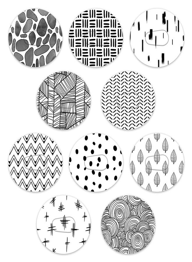Dexcom Adhesive Mix Design - Adhesive Patches with Split Backing, Easy to Apply x 10 Pack - Black & White Mix (Dexcom G6)